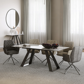 Vortex 160 - 200cm Grey Gloss Ceramic Extending Dining Table With Twist Dining Chairs - Pendle Village Furniture